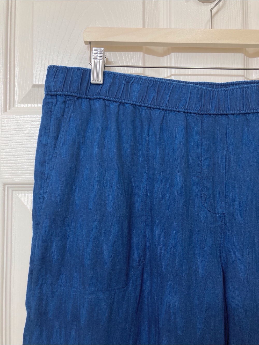J. Jill Pure Jill Indigo Dobby Cropped Wide Leg Pull On Pants XL Coastal Grandma - Picture 4 of 7